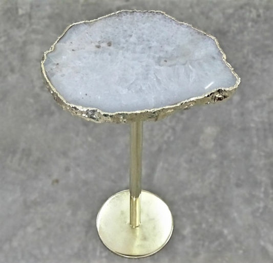 Hvit Agat kaffebord med gulldecorert kant og avtagbare ben, ca. 28x18cm
