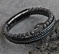 Nye, lekre Lavasten armbånd med skinn ...Triple Row m/kors i Hematitt, justerbare ledd