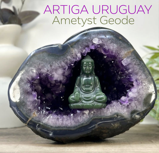 XL Natural Artiga Uruguay Amethyst Geode with Agate Shell, STGE0054, 8kg - 26x20x15cm