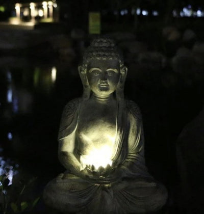 Handmade Meditation Buddha Statue with Lotus Lighting | Dhyana Mudra | Outdoor Garden Decoration | 2kg - 40x14x24cm