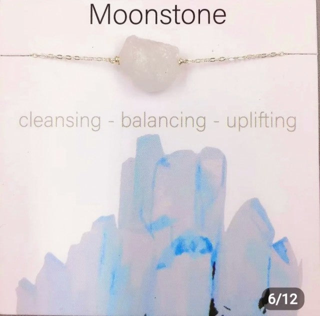 Nye Raw Stone - Designkjeder - Gold Electroplated og 8 - 15mm rÅstener, Moonstone