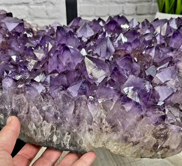 Extra Plus Amethyst Geode Sofa Table Metal Frame Table w/Druzy big Cluster, 52kg, 60x50x18cm
