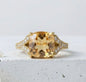Ny & Trendy 14K Goldplated ( 925s Silver ) Art Deco Vintage Ring - med oval 10mm Yellow Citrine sten og Zirkoner