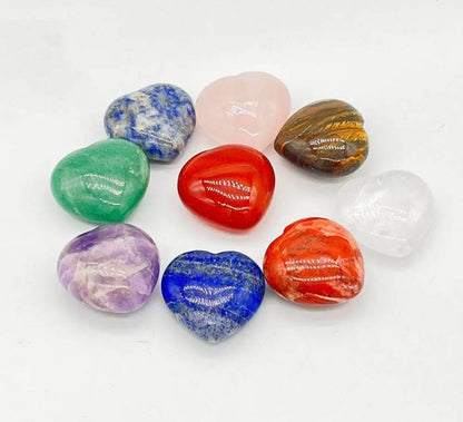 Nytt 9 Chakra Heart Set, Medium Size - 30mm Hjertestener