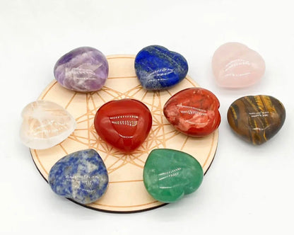 Nytt 9 Chakra Heart Set, Medium Size - 30mm Hjertestener