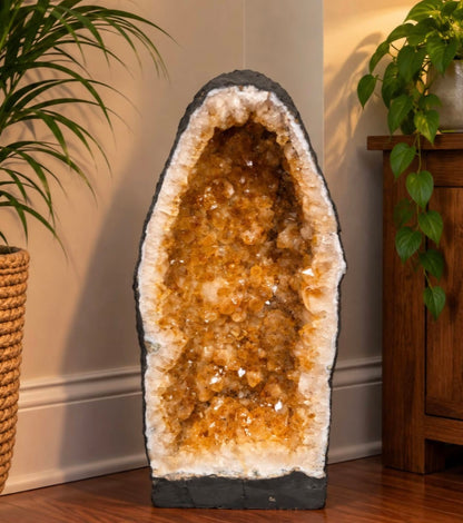 Tall Citrine Geode 530 Crystal Cluster Druzy Premium Grade 18.12kg H46xW20xD17cm