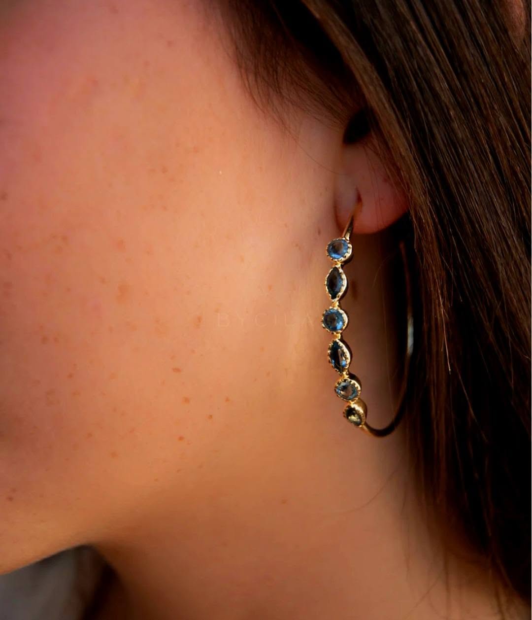 CILA " KAIA " Design IOLITE Hydro Earrings , 18K Goldplated