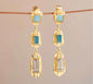 New CILA " ANULA " Long Drop Earrings w/ Amazonite, Green Jade, Ametyst 18K Goldplated