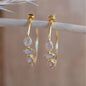 CILA "Little YEDA" Earrings w/ Moonstone, Rose Quartz Stones, 18K Goldplated