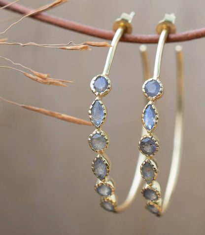 CILA " KAIA " Labradorite Quartz Earrings , 18K Goldplated