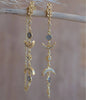 CILA "BLAIR" Earrings w/ Labradorite , Zirconia Stones, 18K Goldplated