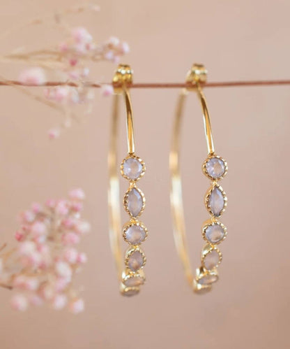 CILA " KAIA " Design Rose Quartz Earrings , 18K Goldplated