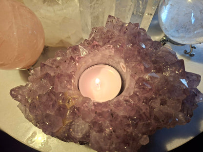 Large Brazilian Ametyst Quartz Candle Holder, ca. 1000 - 1200 gram