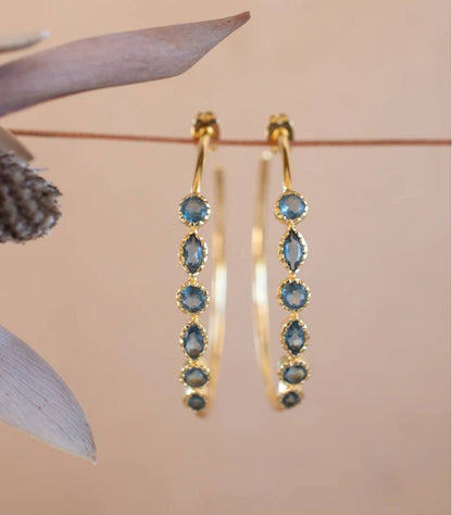 CILA " KAIA " Design IOLITE Hydro Earrings , 18K Goldplated
