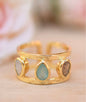 New and beautiful Cila "LYRA" Designring,& Gold Plated 18K - Moonstone, Labradorite , Aqua Chalsedony