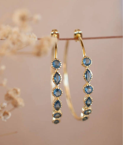 CILA " KAIA " Design IOLITE Hydro Earrings , 18K Goldplated