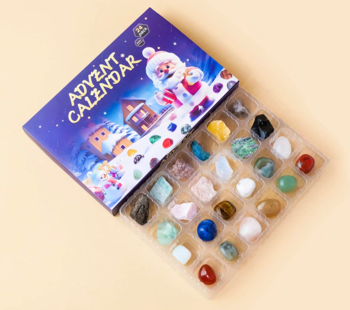 Christmas Advent Calendar 24 Days Natural Crystal Gemstones