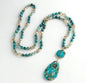 NEW LONG BOHEMIAN JASPER MALAKJEDE ( 80cm ) w/ Oval Pendant