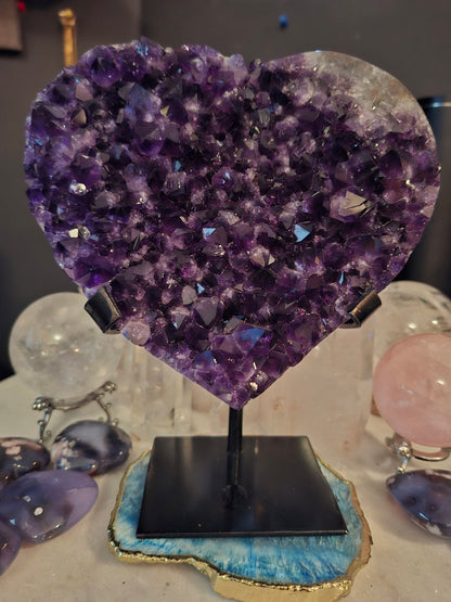 Månedens Utvalgte / A grade Uruguay Amethyst Stone Heart, Large Crystal Heart Carving, Unique Piece, HST0293, 20x17cm - 1.7KG