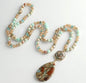 NEW LONG BOHEMIAN JASPER MALAKJEDE ( 80cm ) w/ Oval Pendant
