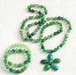 NEW LONG BOHEMIAN AGATE MALAKJEDE + ARMBÅND ( 80cm ) w/Flower, GREEN