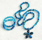 NEW LONG BOHEMIAN AGATE MALAKJEDE + ARMBÅND ( 80cm ) w/Flower, Blue