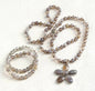 NEW LONG BOHEMIAN AGATE MALAKJEDE + ARMBÅND ( 80cm ) w/Flower, Grey