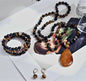 NEW LONG BOHEMIAN AGATE MALAKJEDE, ARMBÅND + ØREDOBBER ( 80cm ) w/Flower, Brown