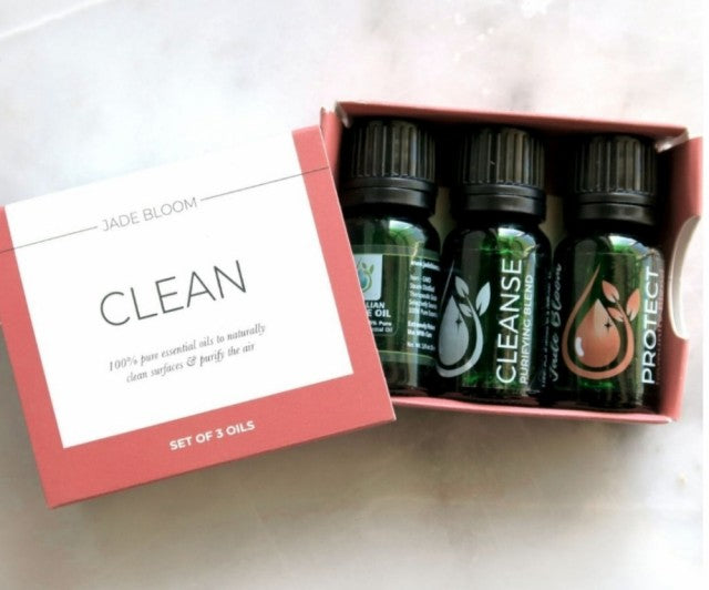 3 Oil Box Set - CLEAN (Tea Tree Essential Oil, CLEANSE Purifying Blend & PROTECT Immunity Blend)