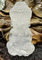 XLARGE CLEAR QUARTZ BUDDHA FIGURE, ca. 25cm - 3.7kg inkl. LED Lysbase ( tre )