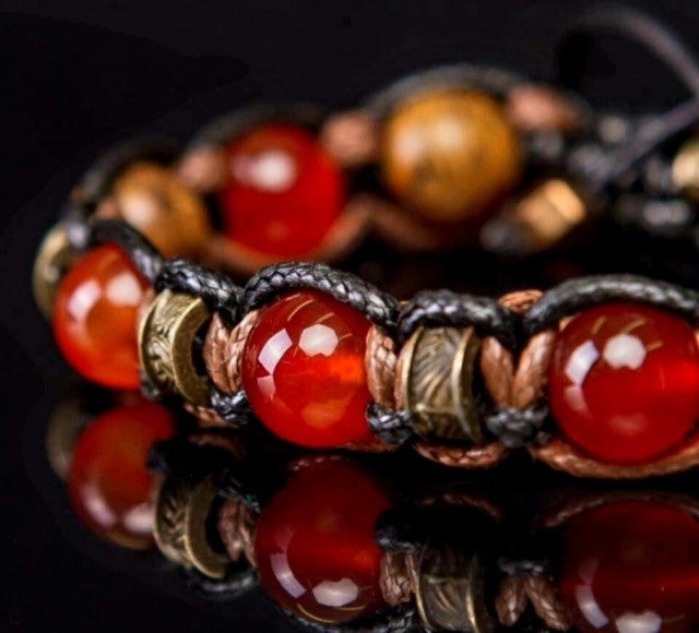 Trendy og Exclusivt Shambhala ArmbÅnd , Carneol, Jasper, Bronce unisex og justerbare.