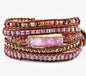 NYHET 2025 ! BOHO WRAP BRACELET 5 rader armbÅnd med Druzy Rosa/Lilla Quartz