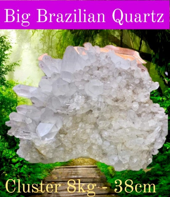 Stort og unikt Brazilian Clear Quartz Cluster, ca. 38x32x17cm -  8kg