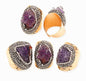 Ny og Trendy Ametyst & Rhinestone glitterstener , Gold electroplated, Justerbar