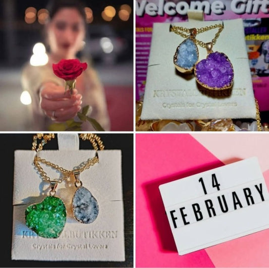Valentine Gift 6 /  Duo Druzy - Heart Necklace ( Green, Blue Quartz ) + Free Bracelet