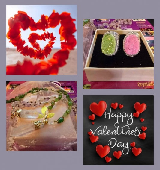 Valentine Gift 16 / Duo Long 80cm MALA Necklace w/ Quartz Point & Druzy Pink or Green Quartz Ring + Free Stone bracelet