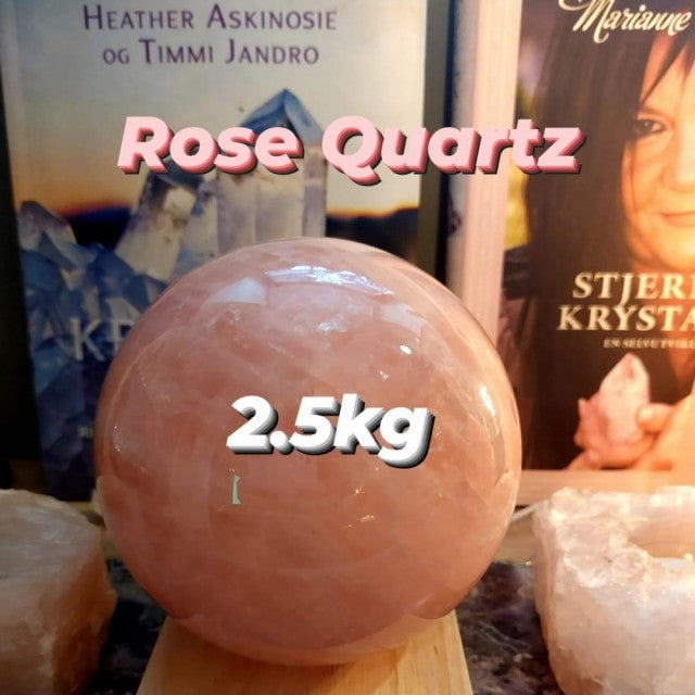 XXL Rosenkvarts Sphere ( Kule ) AAA Kvalitet, ca. 11mm, 2.3 - 2.5kg