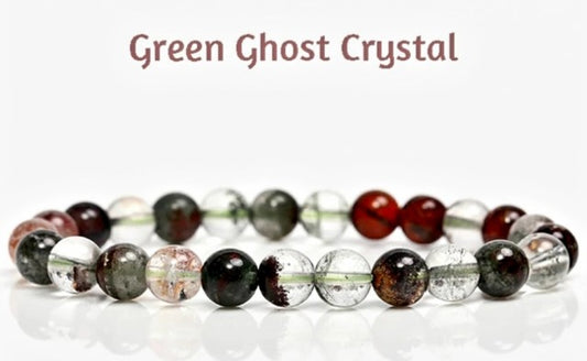 Enkelt og fleksibelt steinarmbÅnd, Green Ghost Crystal