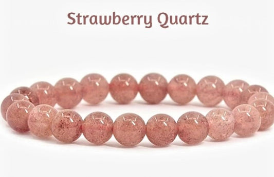 Enkelt og fleksibelt steinarmbÅnd, Strawberry Quartz