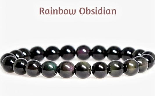 Enkelt og fleksibelt steinarmbÅnd, Rainbow Obsidian