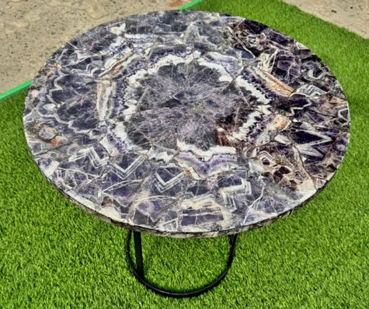 Large exclusive Gemstone Sofa Designtable Top , handmade, 60cm ( Agat, Ametyst, White Quartz, Blue Tiger, Labradorite )
