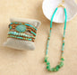 Nye 2025 Bohemian Amazonite Design Smykkesett, Single Row Kjede og BoHo Wrap armbÅnd