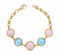 New 2025 Brazil Gem Friendship 18K Gold Plated Rose Quartz + Sky Blue Agate (Pearlized) Bracelet