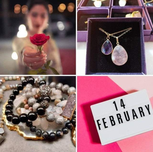 Valentine Gift 2 / Duo Tear Drop Necklace ( Rose Quartz & Amethyst ) + Free Bracelet