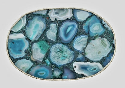 AQUA AGATE kaffebord - sidetable med electroplated, tykk kant og avtagbart single leg, ca. 28x18cm