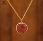 Small Hearts Designkjede 16x16mm - Gold Electroplated -  Red Strawberry Quartz