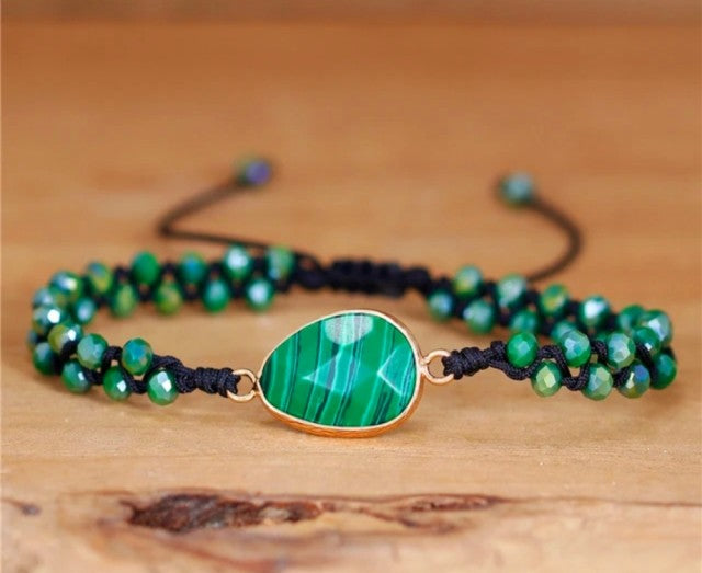 Enkle og vakre Merkaba 2 rader armbÅnd Malachite sten