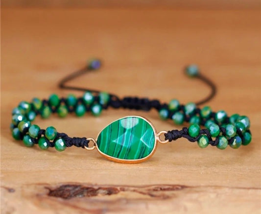 Enkle og vakre Merkaba 2 rader armbÅnd Malachite sten