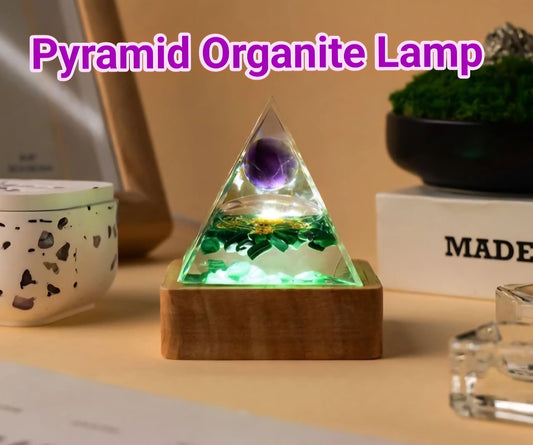 Nye, Led Crystal Argonite Pyramid decorlamper... Ametyst , 6cm m/Sphere inkl. trebase