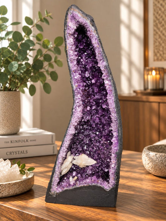 Tall Amethyst Crystal Geode 1118 Premium Queen Grade 26.88kg H70xW27xD20cm